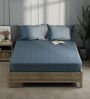 Monkler Blue 100% Cotton Abstract King Size Bedsheet with 2 Pillow Covers